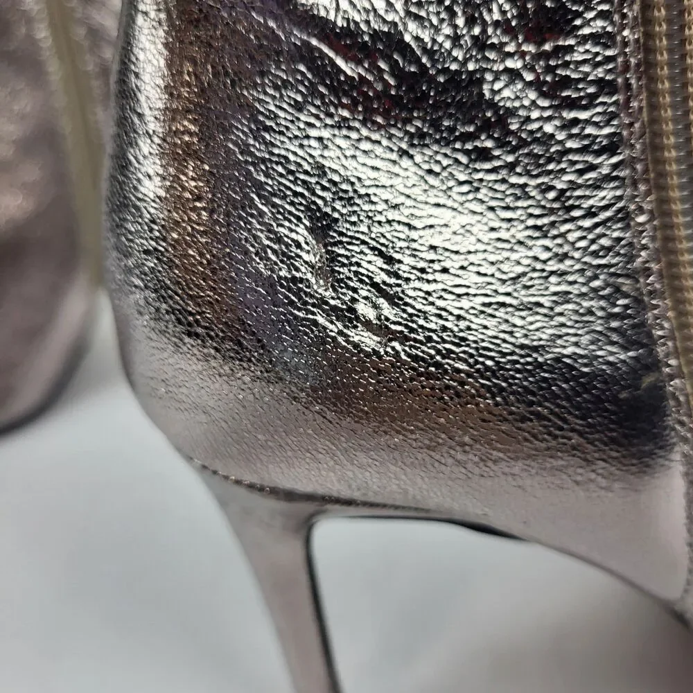 Steven New York Lizziey Ankle Boots Size 7M Silver Pointed Toe